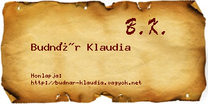 Budnár Klaudia névjegykártya